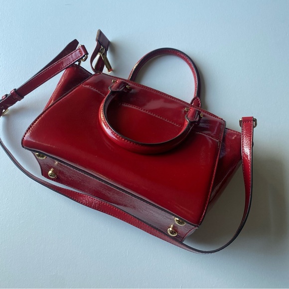 Michael Kors Hudson Red Purse Medium Leather Satchel - Picture 7 of 12